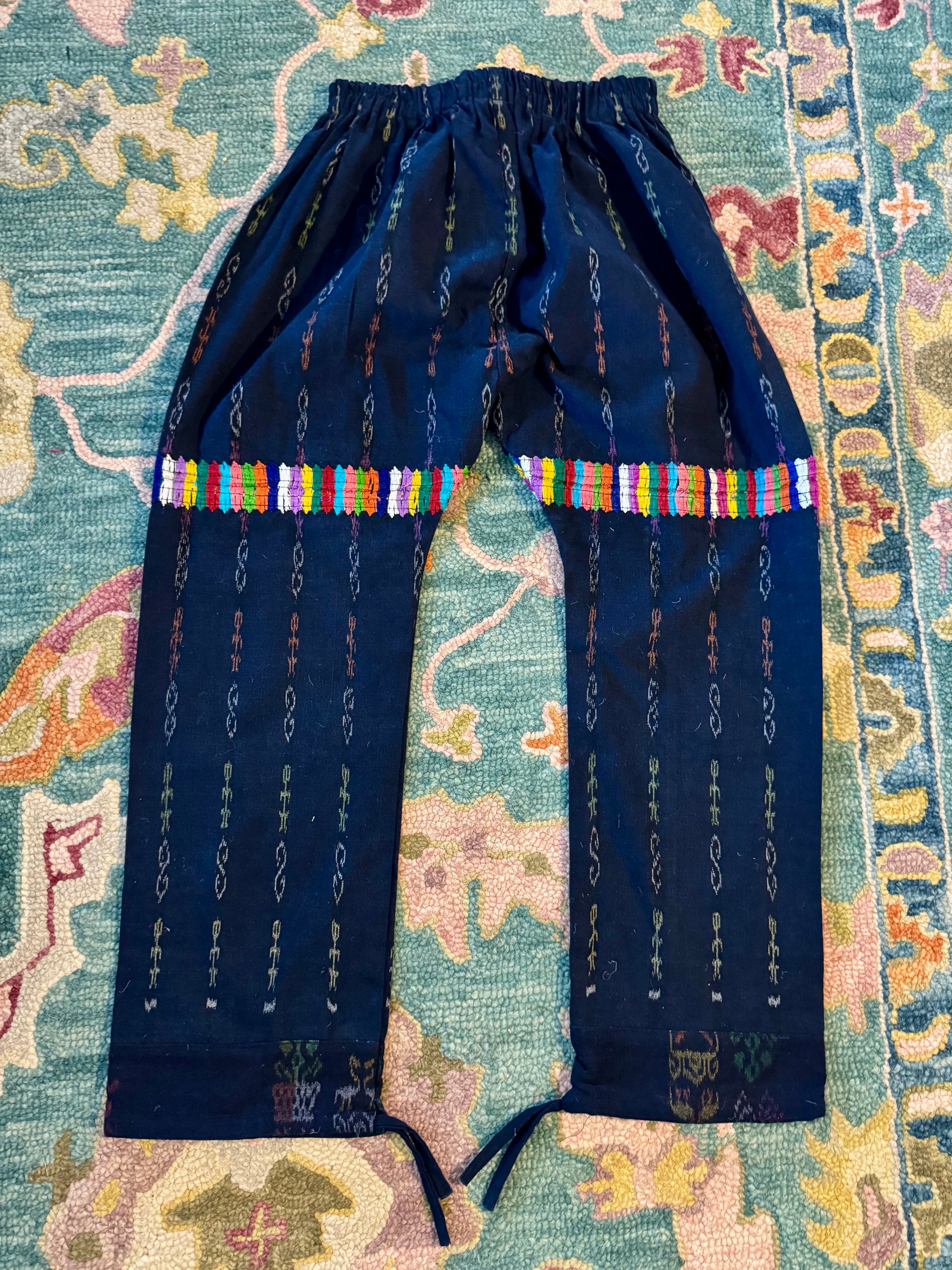 Guatemalan Artesanias Woven Pants Blue Boho Barrel Harem Unisex
