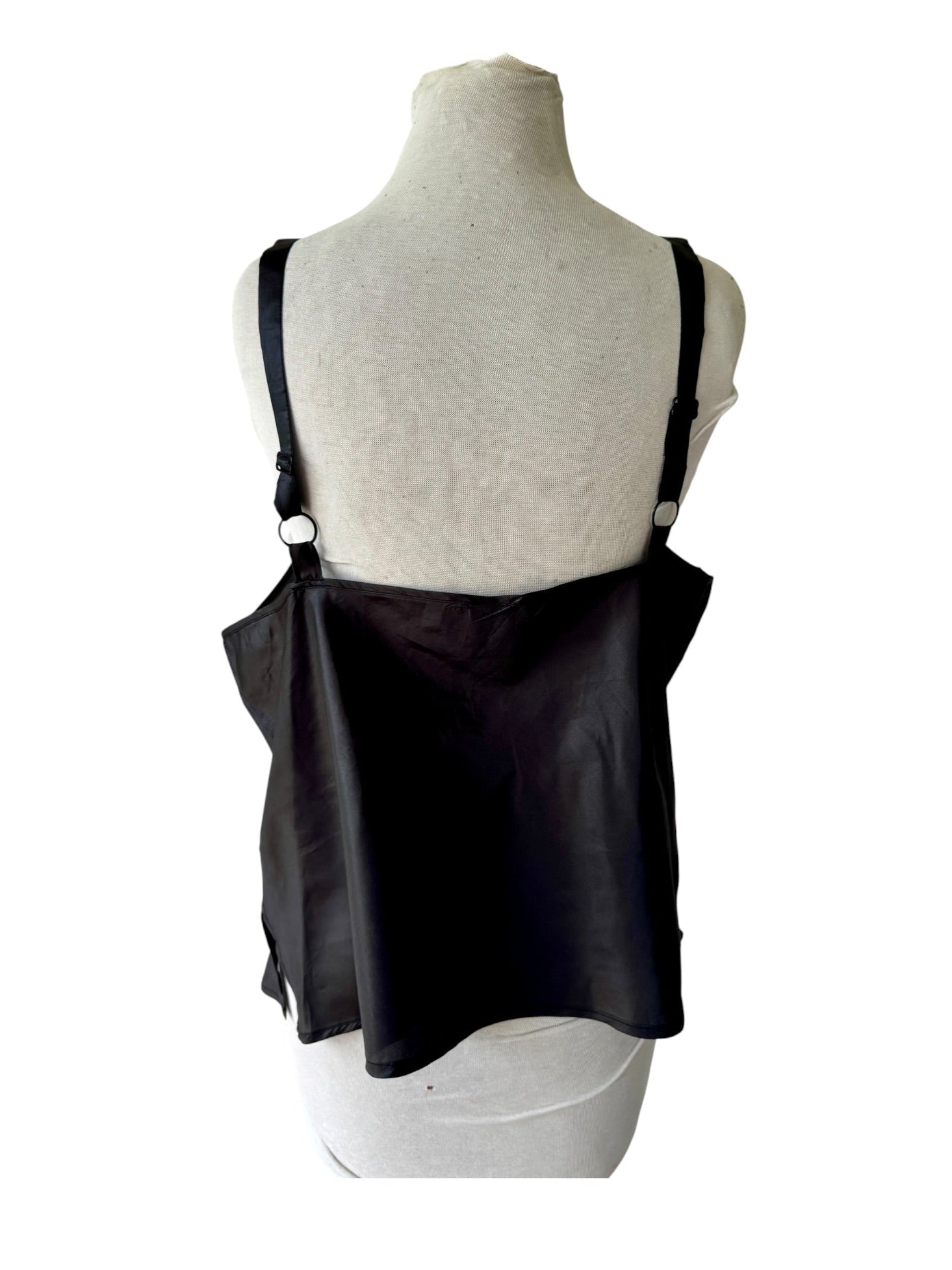90s Black Satin Tank Gold Beaded Accents