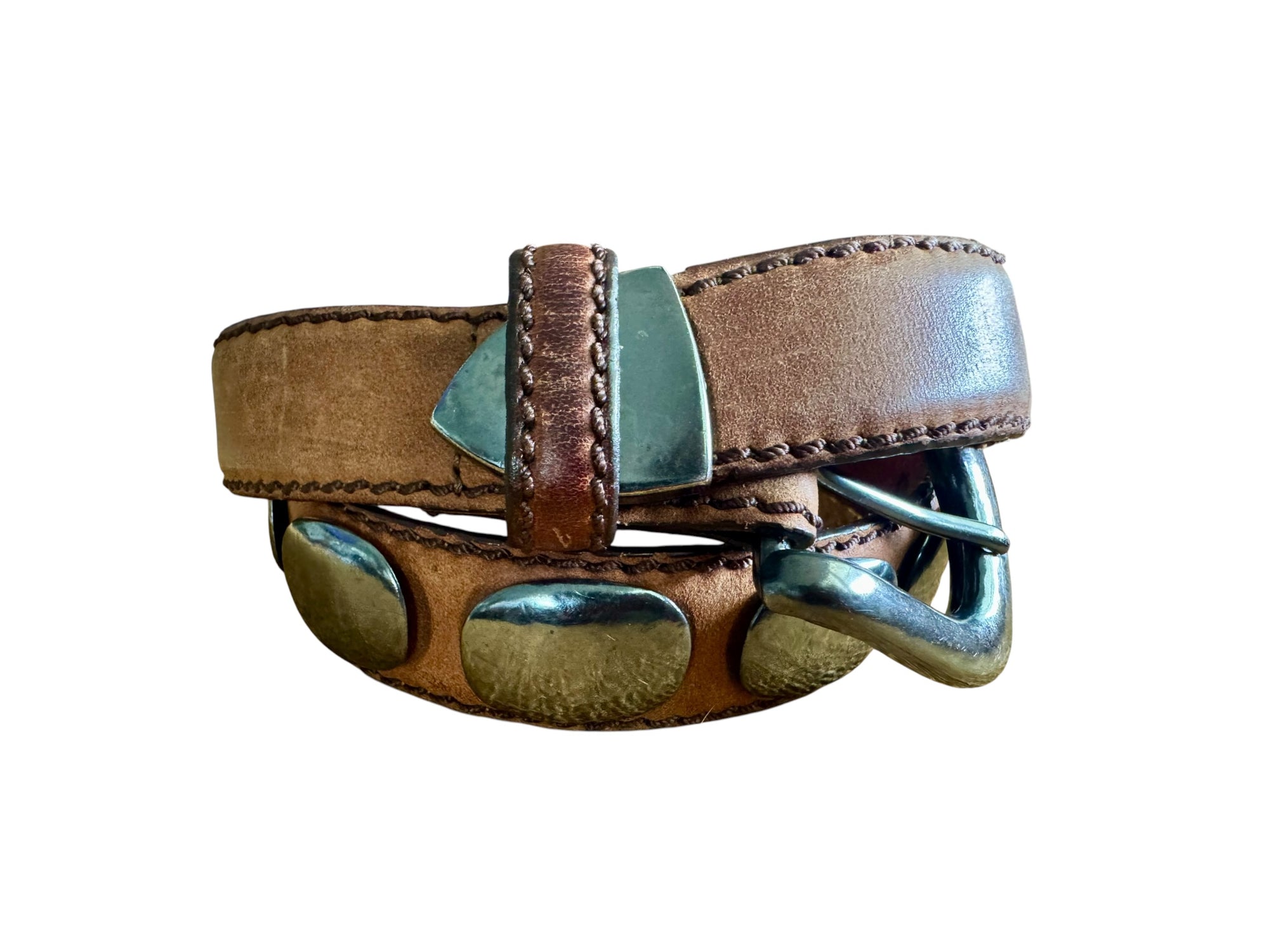80s Billy Brown Leather Concho Belt Western Belt