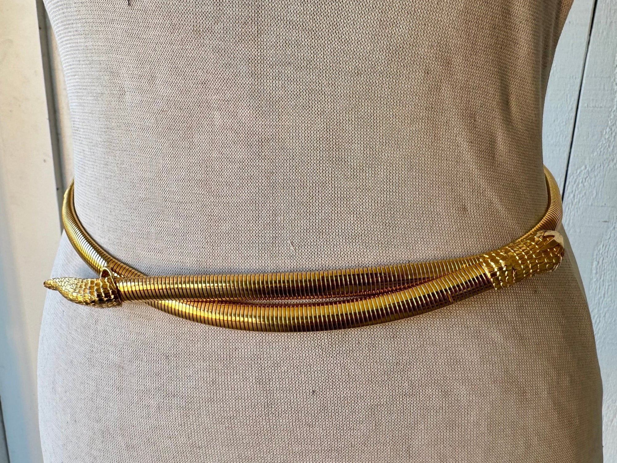 70s ACCESSOCRAFT NYC Gold Snake Serpent Sculptural Belt or Necklace
