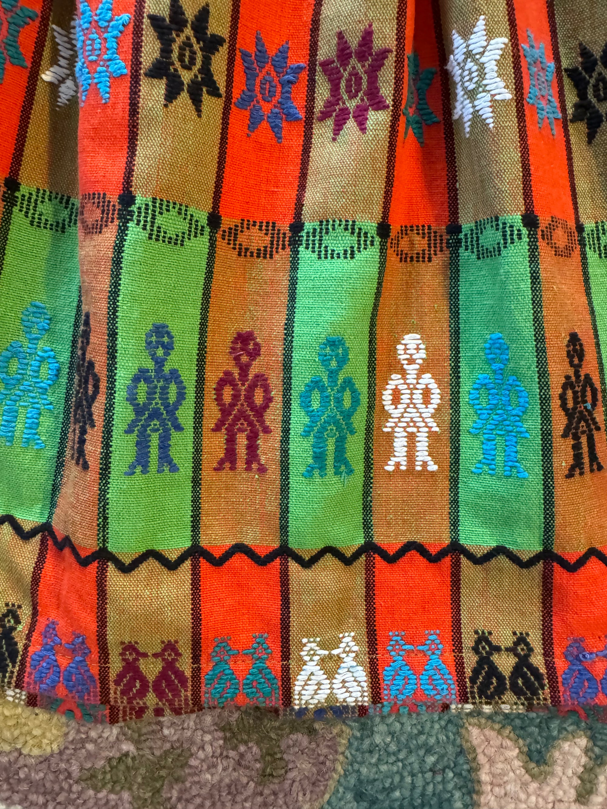 70s Guatamalan Embroidered Pleated Skirt