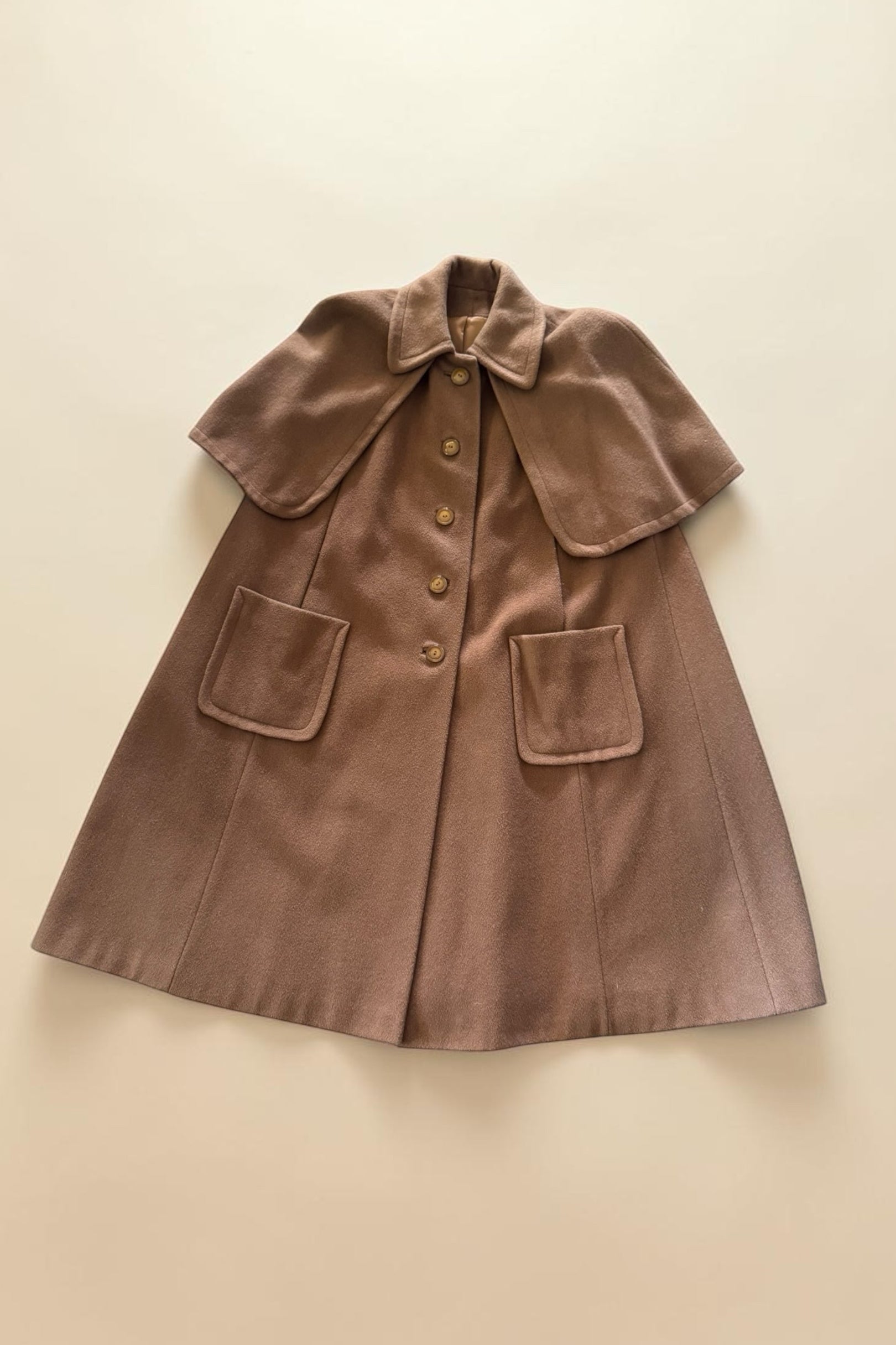 60s Camel Hair Wool Blend Cape Coat