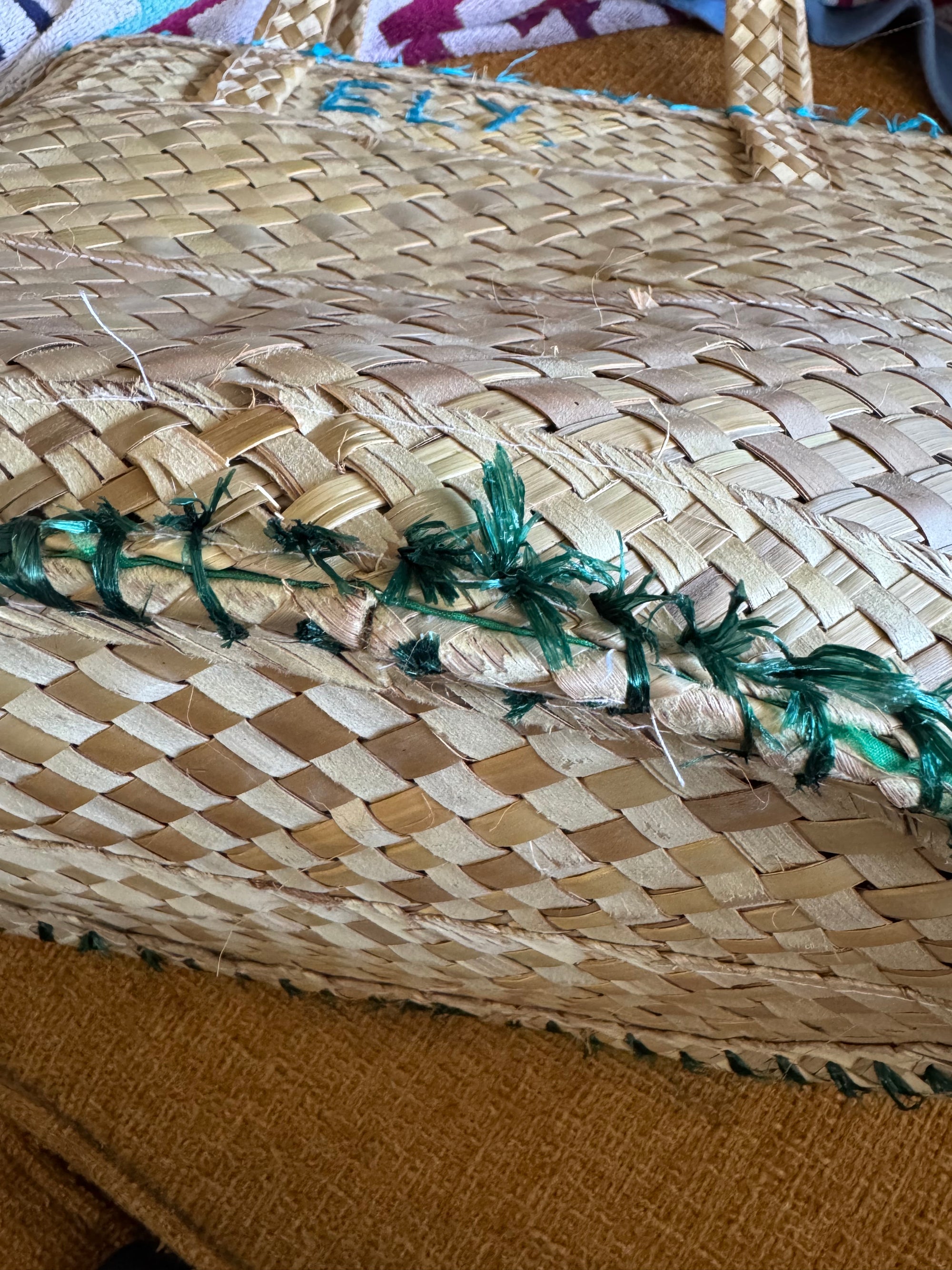 70s Bahamas Floral Straw Beach Bag Raffia Tote *As Is*