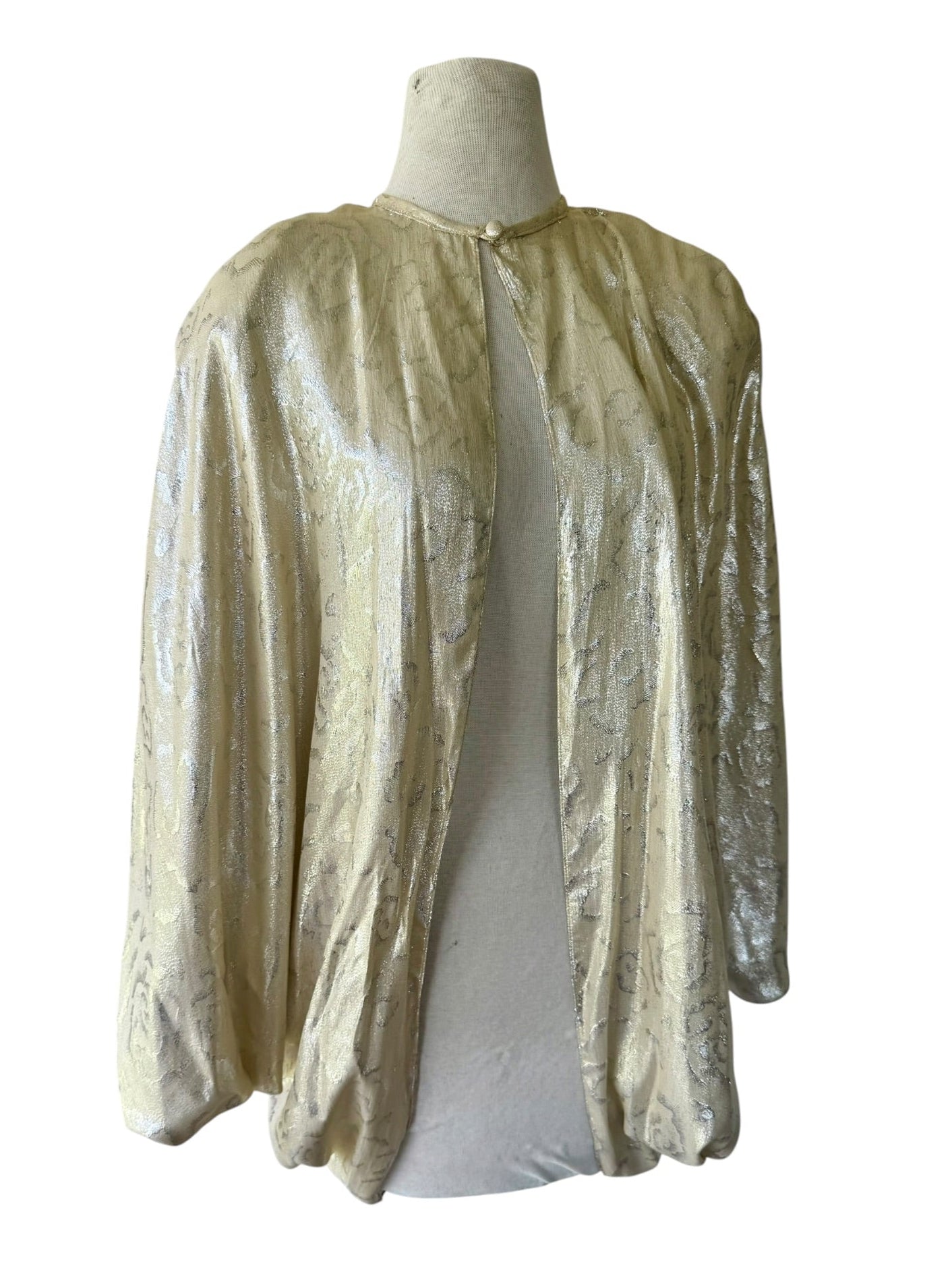 80s Helen Fabrikant Silver Metallic Cove Cape