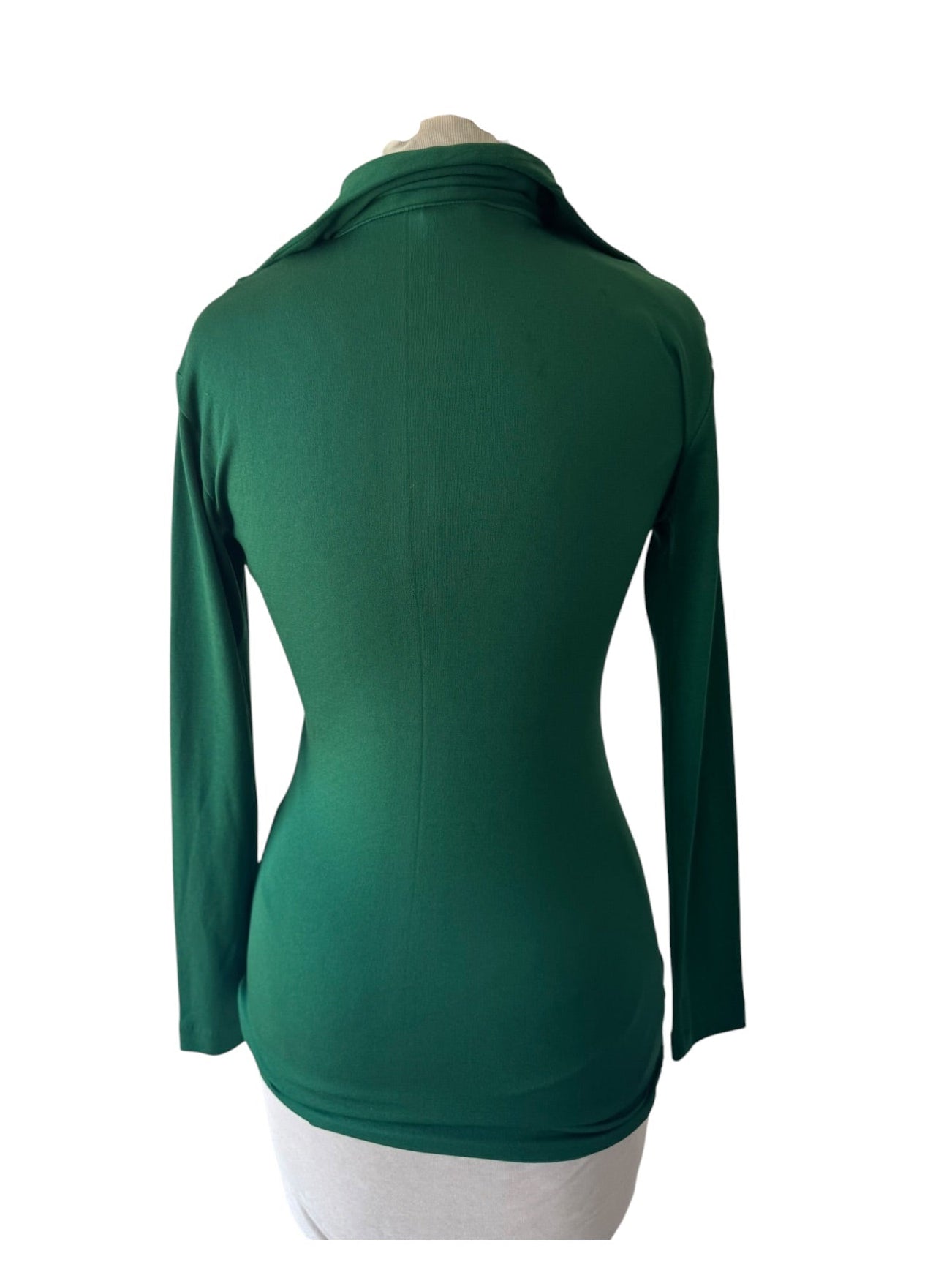 70s Enkalure Green Ruffle Bodysuit Sz M Dagger Collar