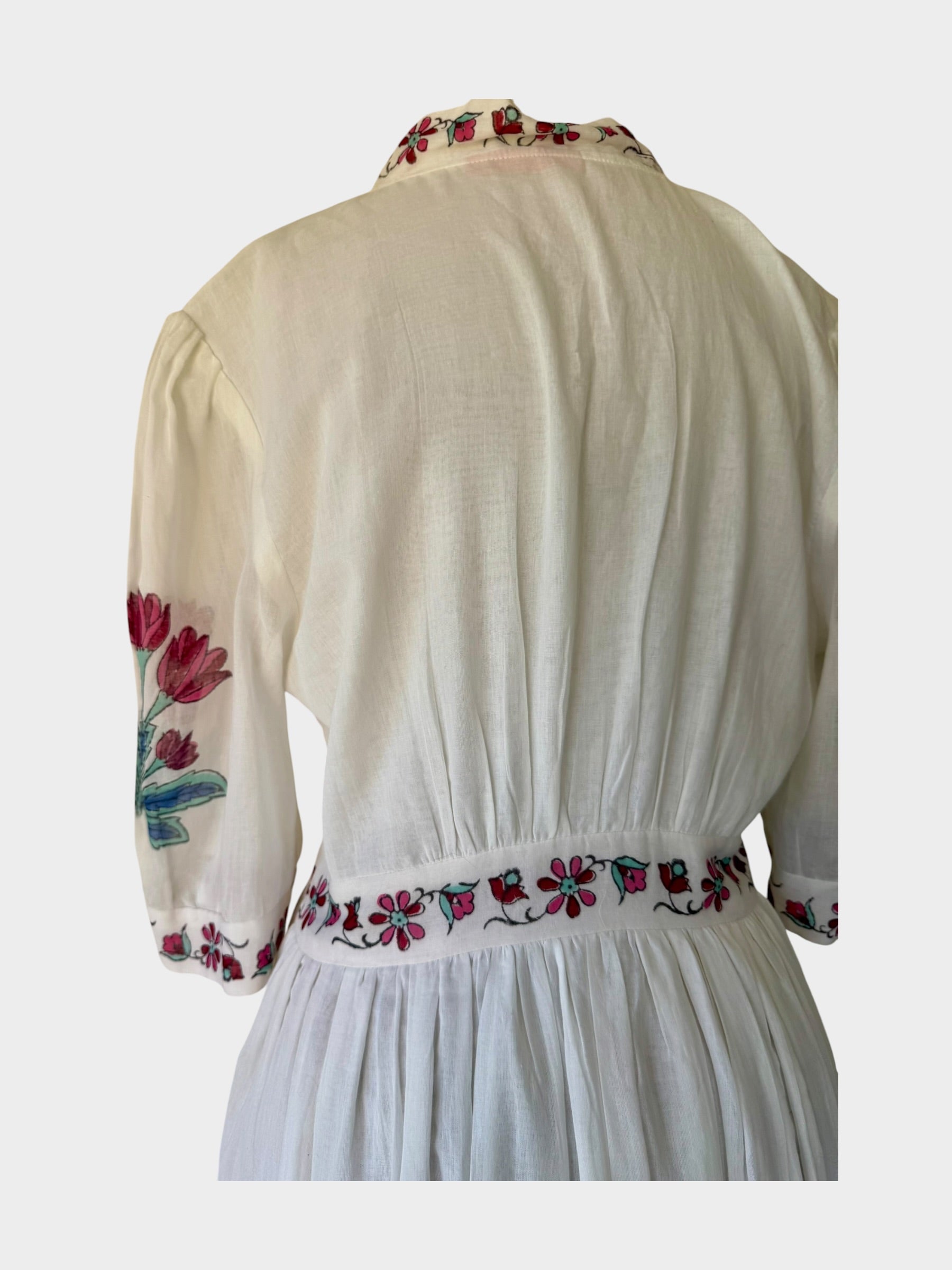 Oliphant Kokoro White Floral Block Print Maxi Dress